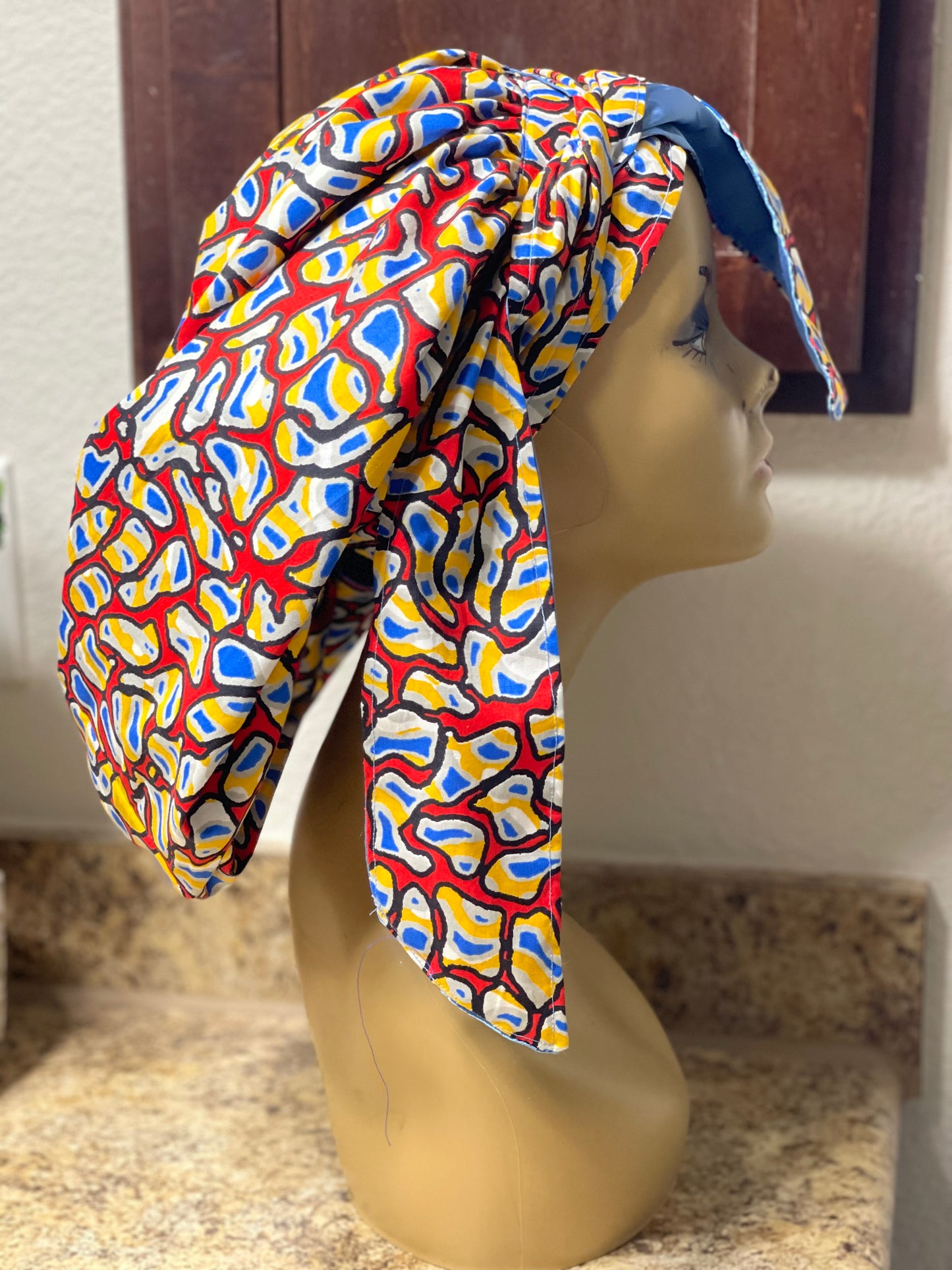 Ankara Hair Bonnets with Tie - XL